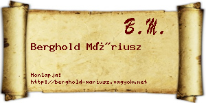 Berghold Máriusz névjegykártya